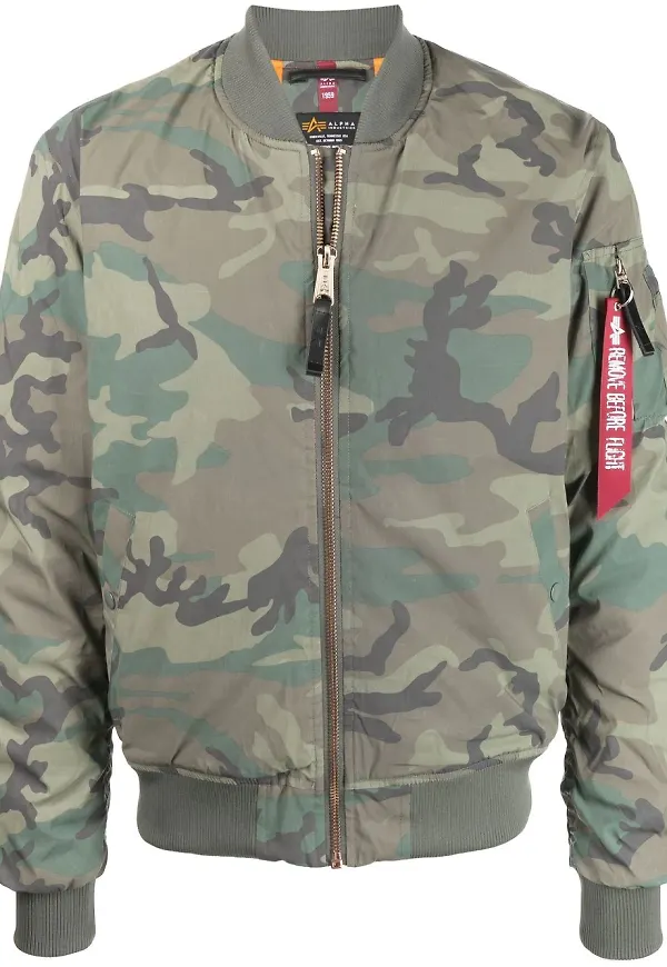 Alpha Industries kamouflagemönstrad bomberjacka - Grön