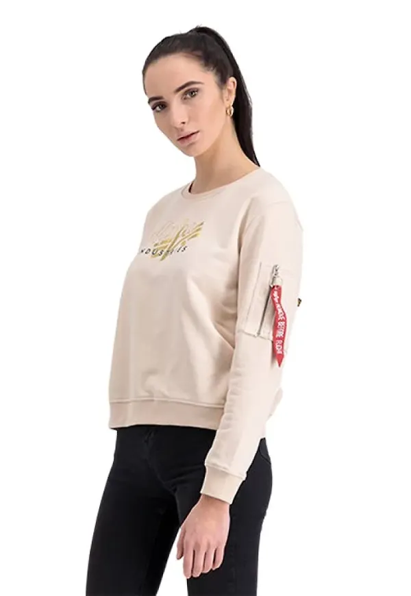 Alpha Industries Logo Sweater Beige, Dam