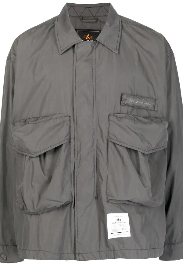 Alpha Industries militärjacka med logotypmärke - Grå