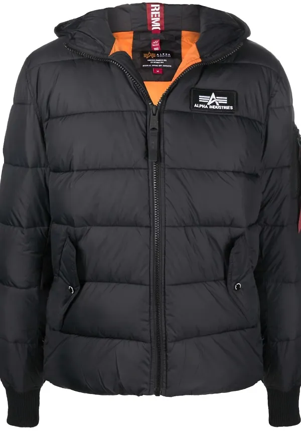 Alpha Industries vadderad jacka med huva - Svart