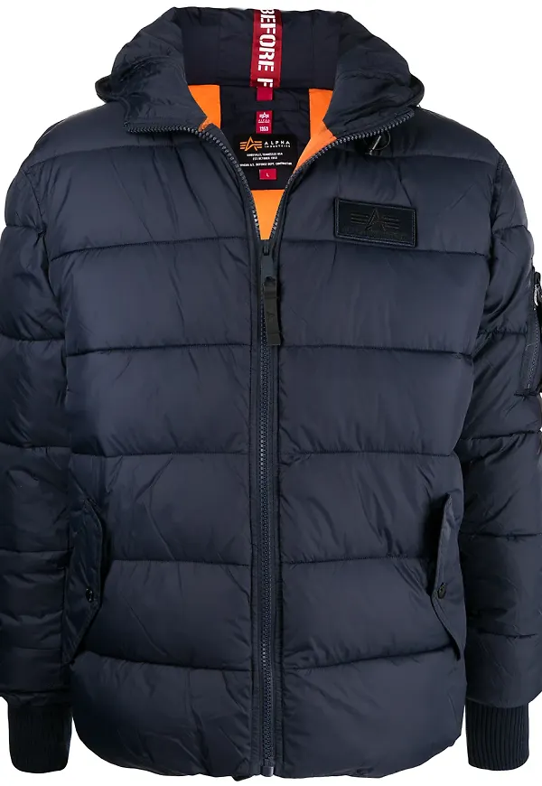 Alpha Industries vadderad jacka med logotyp - Svart