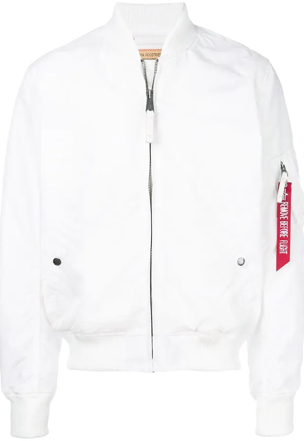 Alpha Industries zipped bomber jacket - Vit