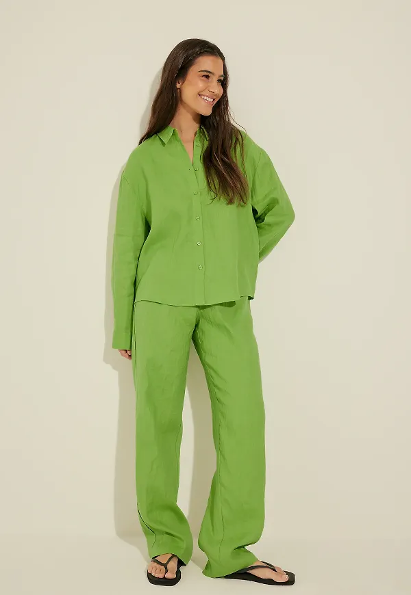 Amalie Star x NA-KD Linnebyxor - Green