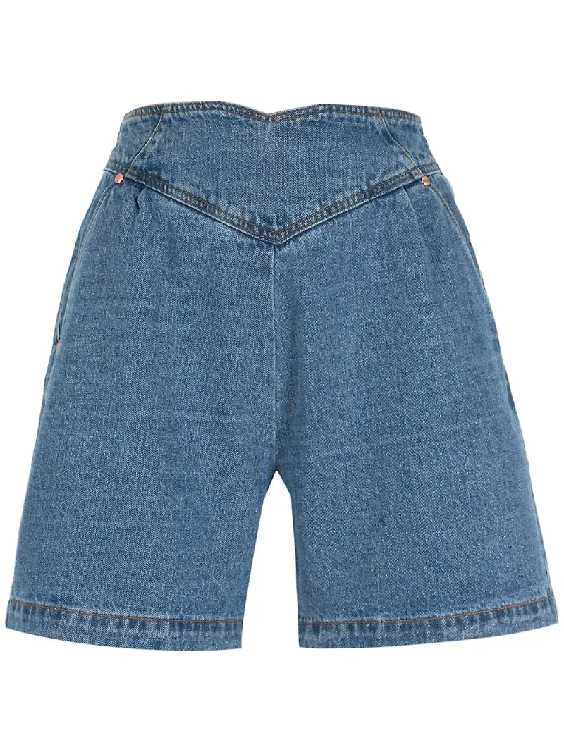 Amapô jeansshorts med hög midja - Blå