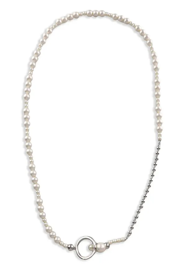 AMBUSH halsband med konstpärla - Silverfärgad