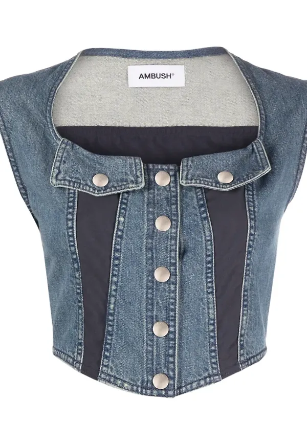 AMBUSH jeansväst i bustier-modell - Blå