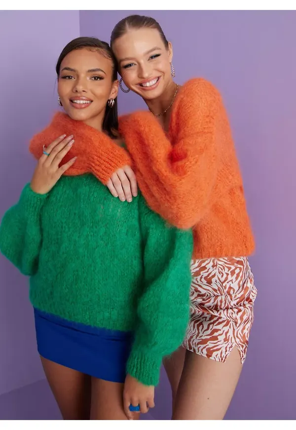 American Dreams Milana LS Mohair Knit Grovstickade tröjor Orange