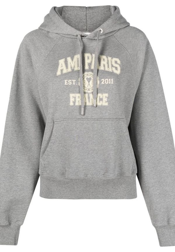 AMI Paris hoodie med logotyp - Grå