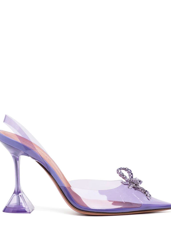 Amina Muaddi 100 mm pumps med rosettdetalj - Lila