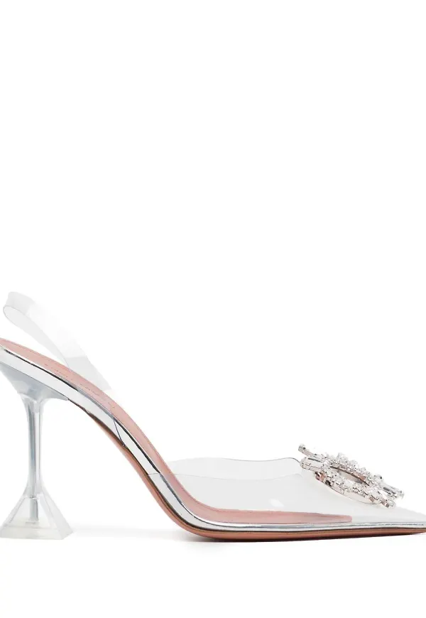 Amina Muaddi Begum Glass slingback-pumps - Silverfärgad