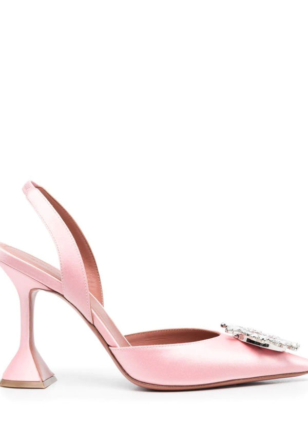 Amina Muaddi Begum slingback-pumps med strasspänne - Rosa