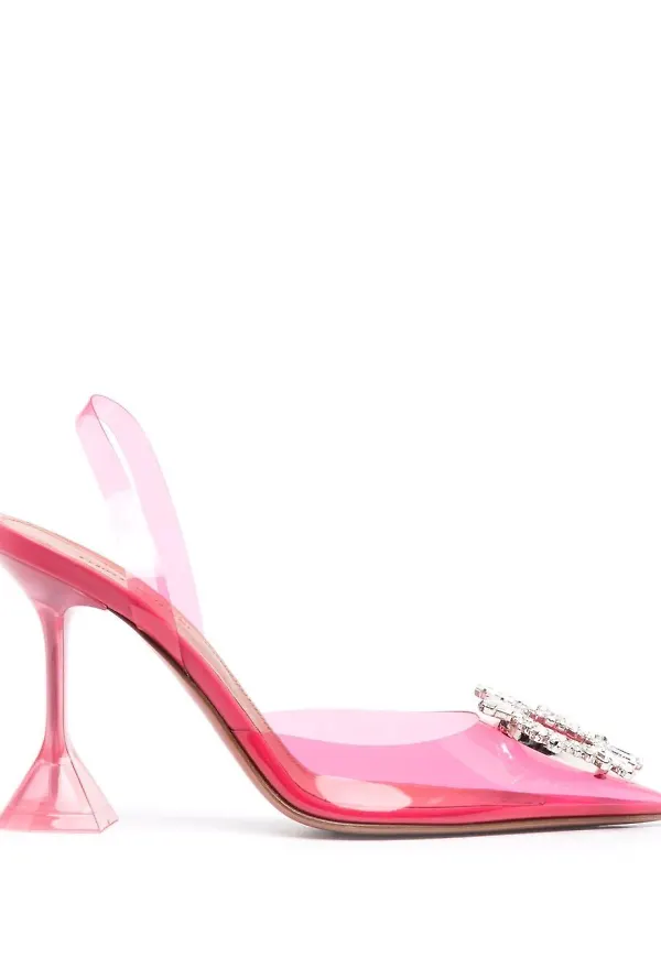 Amina Muaddi Begum transparenta slingback-pumps - Rosa