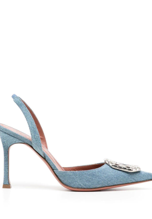 Amina Muaddi Camelia slingback-pumps med strass - Blå
