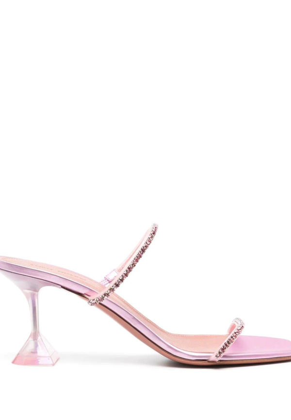 Amina Muaddi Gilda sandaler med klar klack 95 mm - Rosa