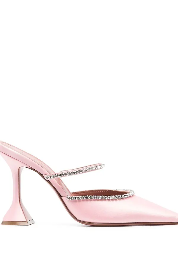 Amina Muaddi Gilda strassprydda slip-ons 105 mm - Rosa