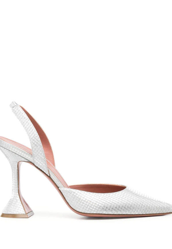 Amina Muaddi Holli slingback-pumps 100 mm - Silverfärgad