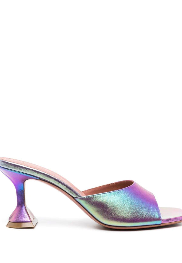 Amina Muaddi Lupita 70 mm slip-ons i läder - Lila