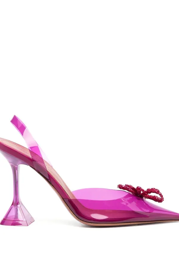 Amina Muaddi Rosie 105 mm strassprydda pumps - Rosa