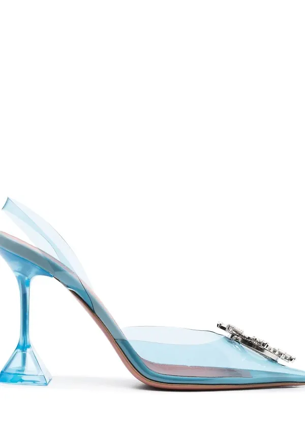 Amina Muaddi Rosie transparent slingback-pumpar - Blå