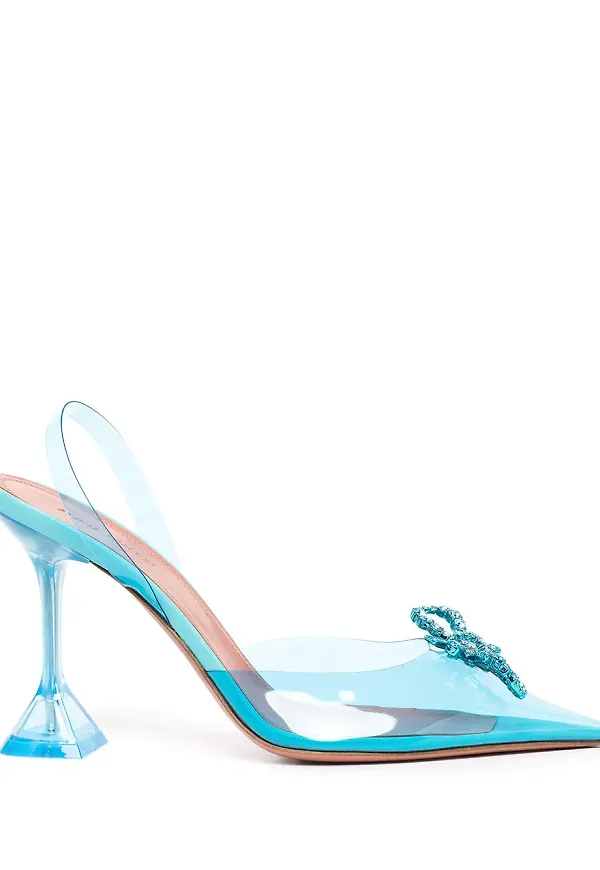 Amina Muaddi Rosie transparent slingback-pumpar - Blå