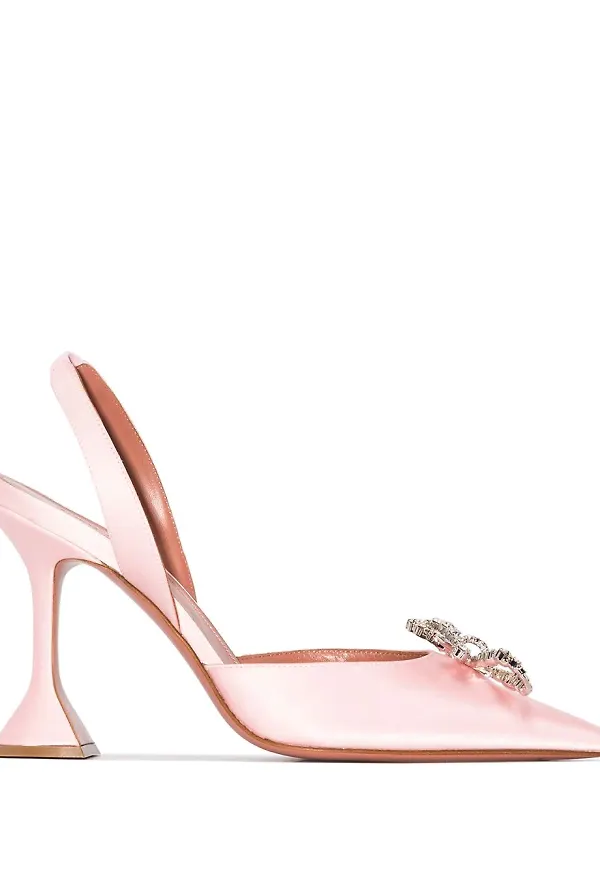 Amina Muaddi Sling rosettprydda pumps 95 mm - Rosa