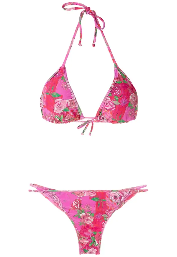 Amir Slama mönstrad trekantig bikini - Rosa