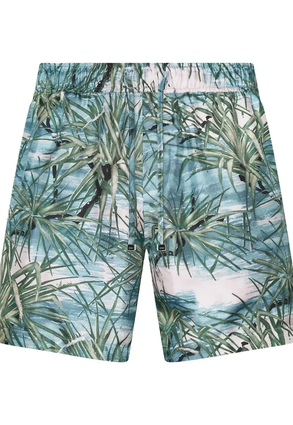 AMIRI Aloha blommiga sidenshorts - Blå
