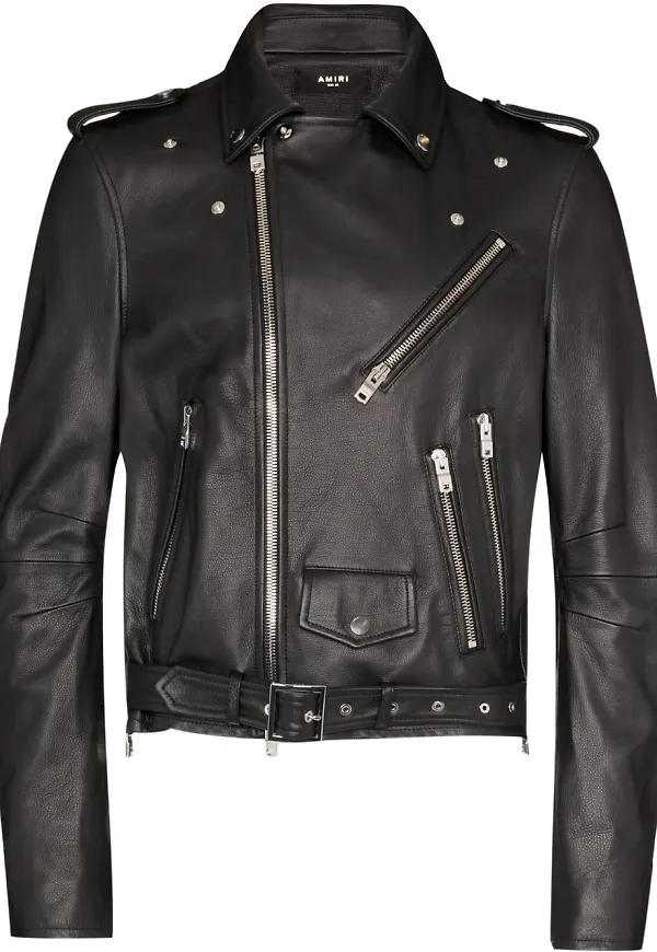 AMIRI bikerjacka med broderad logotyp - Svart