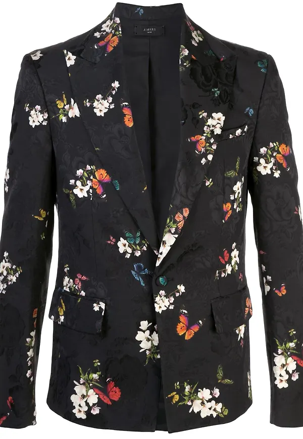 AMIRI blazer med blomsterbrodyr - Svart