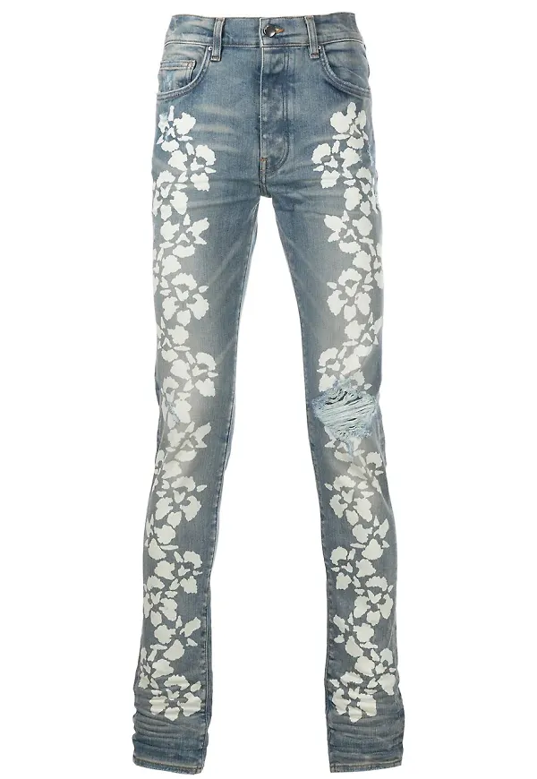 AMIRI blommiga skinny-jeans - Blå