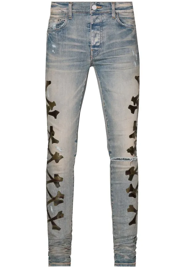 AMIRI Camo Bones skinny-jeans - Blå