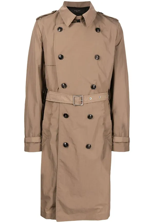 AMIRI dubbelknäppt trenchcoat med bälte - Brun