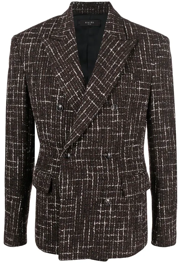 AMIRI dubbelknäppt tweedblazer - Brun