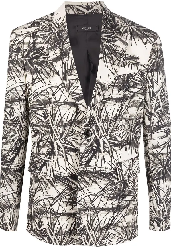 AMIRI enkelknäppt blazer med trädtryck - Neutral