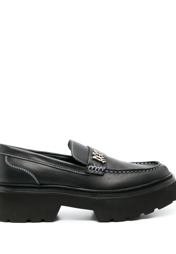 AMIRI grova läderloafers med logotypplakett - Svart