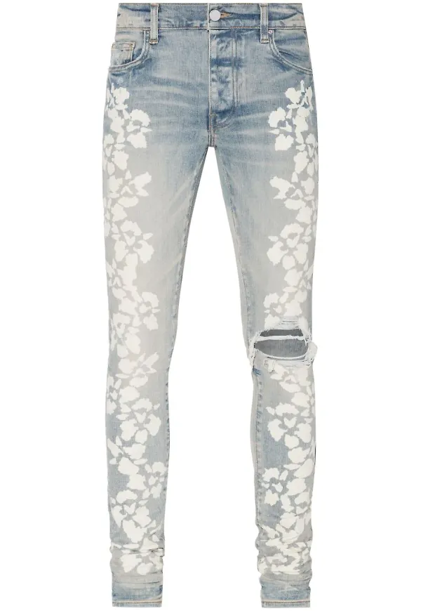AMIRI Hibiscus blommiga skinny-jeans - Blå