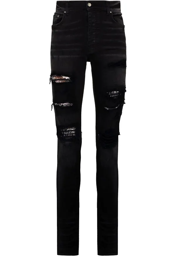 AMIRI Hibiscus skinny-jeans med märke - Svart