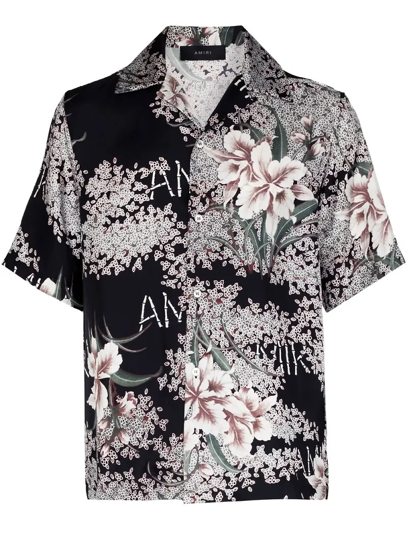 AMIRI Hibiscus Tiki bowlingskjorta - Svart