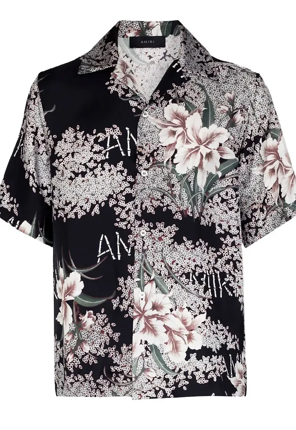 AMIRI Hibiscus Tiki bowlingskjorta - Svart