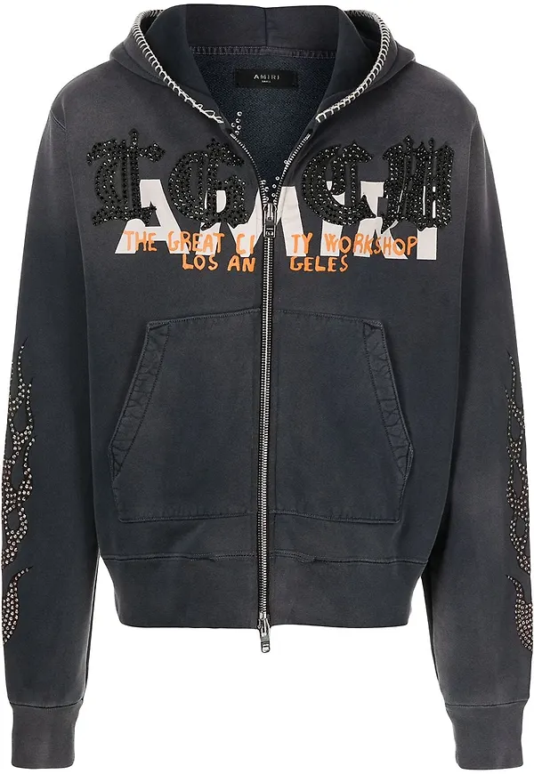 AMIRI hoodie med dragkedja - Grå