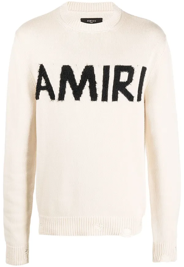 AMIRI intarsiastickad tröja med monogram - Neutral
