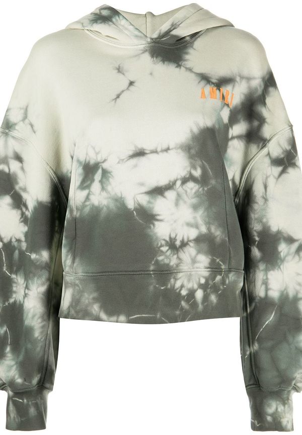 AMIRI kort hoodie med logotyp - Grå