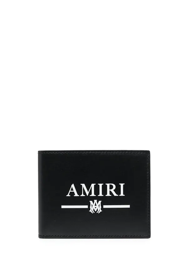 AMIRI läderplånbok med logotyp - Svart