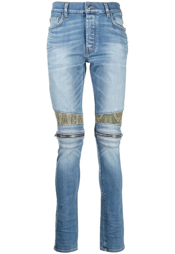 AMIRI paisleymönstrade skinny-jeans - Blå