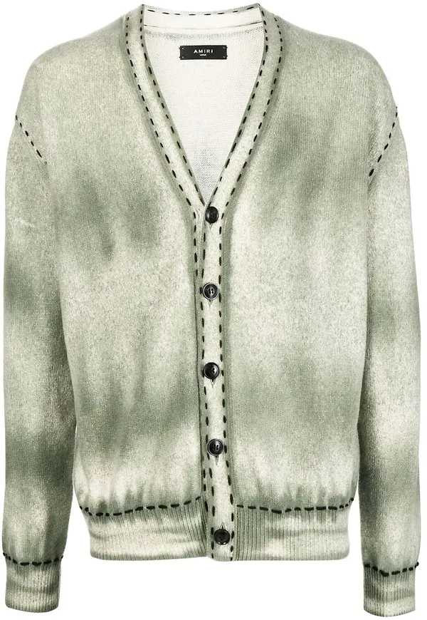 AMIRI Pigment Spray blekt cardigan - Grön