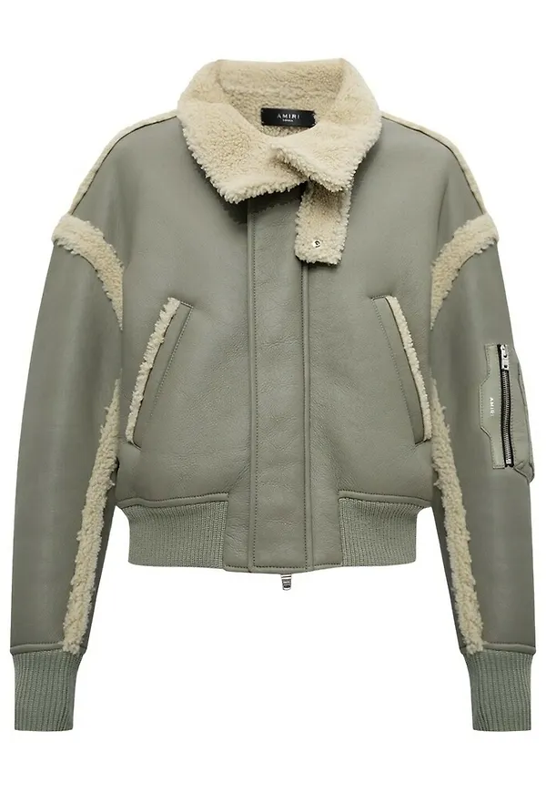 Amiri Short shearling jacket Grå, Dam