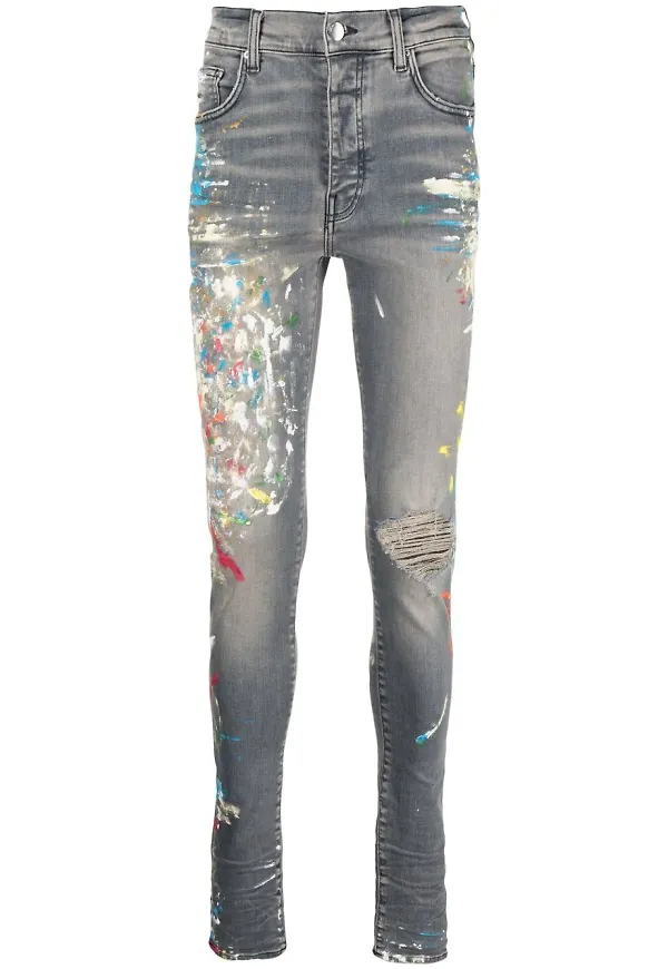 AMIRI skinny-jeans med färgstänk - Blå