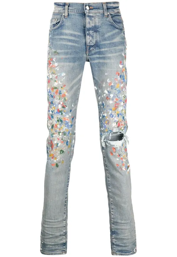 AMIRI skinny-jeans med färgstänk - Blå