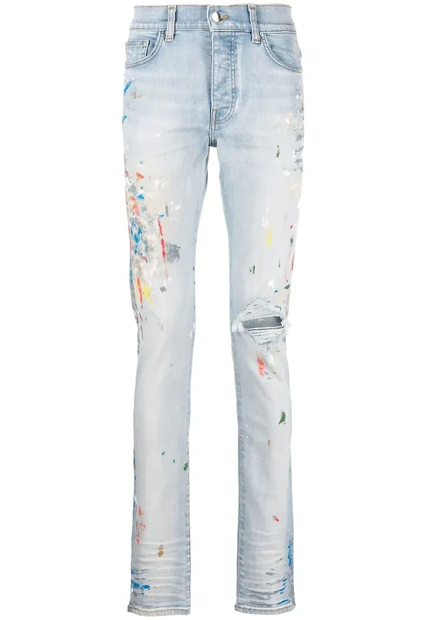 AMIRI skinny-jeans med färgstänk - Blå