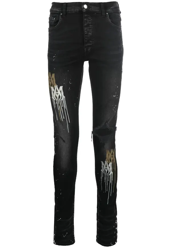 AMIRI skinny-jeans med färgstänk - Svart